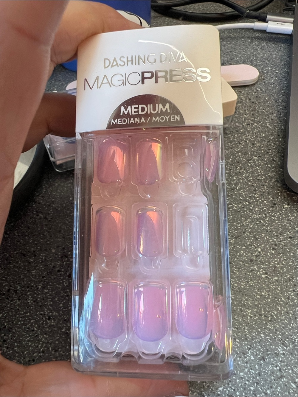 Dashing Diva MagicPress Medium Press-On Nails in Pink Iridescent